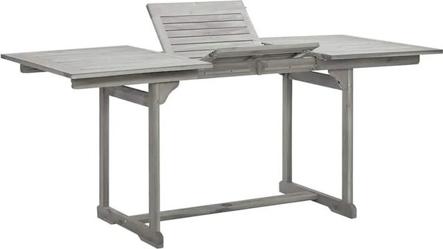 DELUKE Garten-Esstisch VEGO aus Akazienholz in Grau, ausziehbarer Outdoortisch für Terrasse und Garten, eckig, B/T/H: 120-170 x 80 x 75 cm - Bild 1