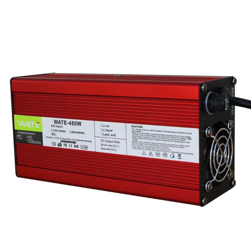WATE Ladegerät für Lithium-Ionen-Akkus 50,4 V 8 A in Rot für 12S-44,4 V Elektrofahrzeuge, Elektro-Gabelstapler und Elektro-Golfautos - Bild 2