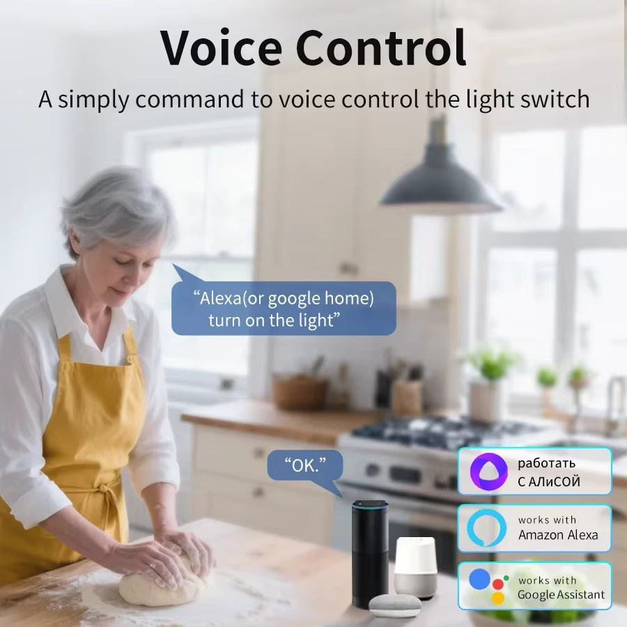 Tuya WiFi Smart Switch 16A Intelligenten Unterbrecher mit Smart Life App Steuerung und Alexa Google Assistant kompatibel, Weiß - Bild 3