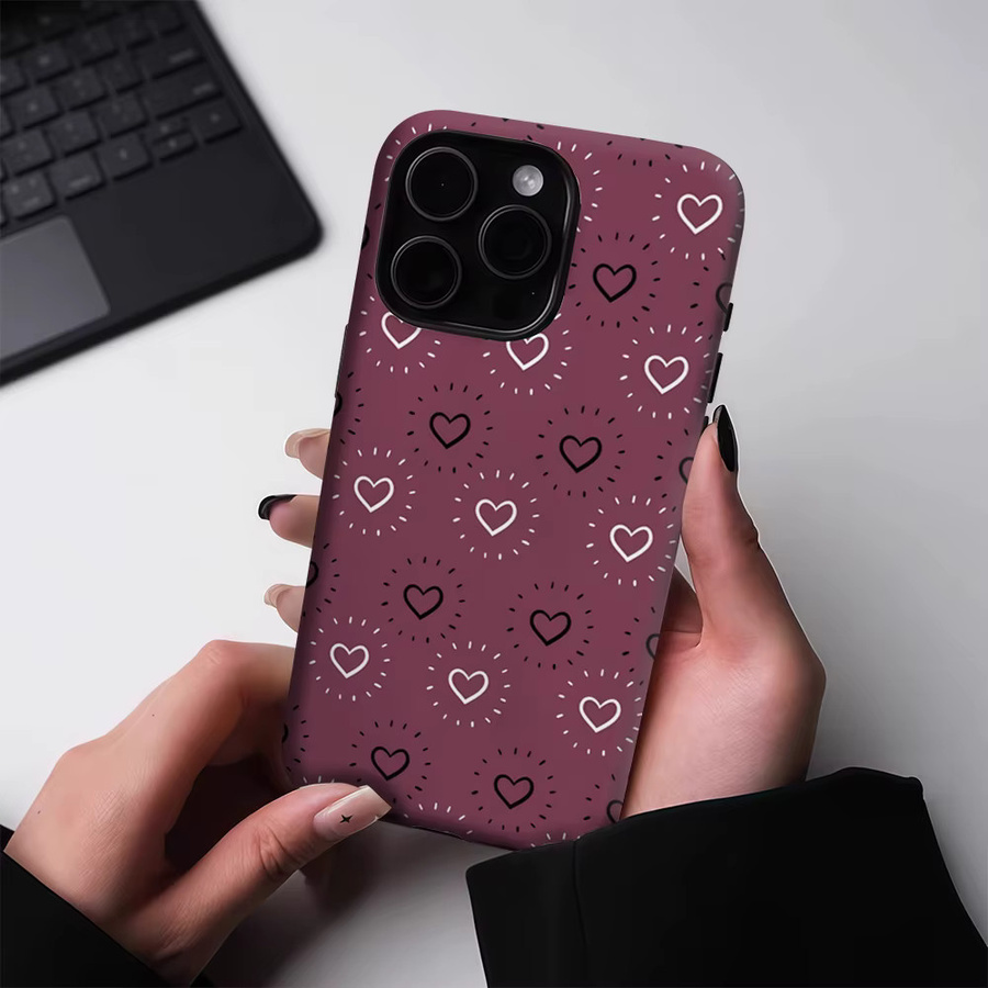 Robuste doppelschichtige Handyhülle mit Magnetfunktion für iPhone 17 16 15 14 13 Pro Max Plus von Potdemiel in Burgunderrot - Bild 3