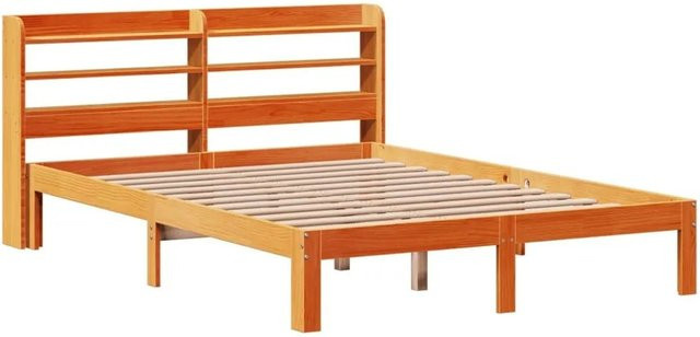 vidaXL Massivholzbett aus Kiefernholz in Braun, rustikales Bett ohne Matratze, B/T/H: 135 x 190 x 82 cm - Bild 1
