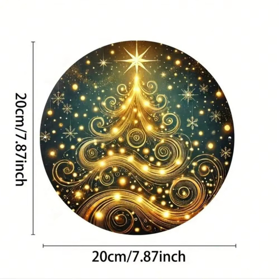 HELLOYOUNG Weihnachtsbaum-Kranz aus Eisen, rundes Metallschild für Wand und Tür zur Heimdekoration, Durchmesser: 20 cm - Bild 2