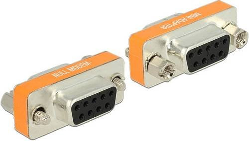 Delock 65570 Serieller Adapter mit 1x D-SUB-Buchse 9pol. zu 1x D-SUB-Buchse 9pol. in Silber und Orange - Bild 1