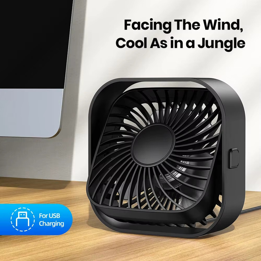 TOPK Mini USB Ventilator tragbarer elektrischer Tischlüfter mit 3 Geschwindigkeiten und 360 Grad Drehung, aufladbar, Blau oder Schwarz - Bild 4