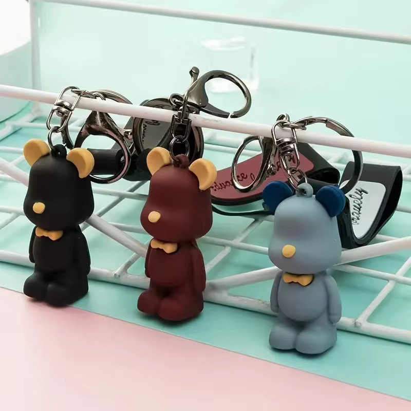 Deng yao Schlüsselanhänger, Cartoon-Bär, Harz, Leder, bunter Schleifenbär - Bild 4