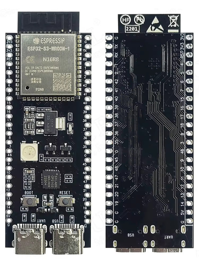 ESP32-S3 Entwicklungsboard N16R8 mit CP2102 Typ-C Anschluss, 16MB Flash und 8MB PSRAM, 44-Pin WLAN und Bluetooth Modul in Schwarz - Bild 4