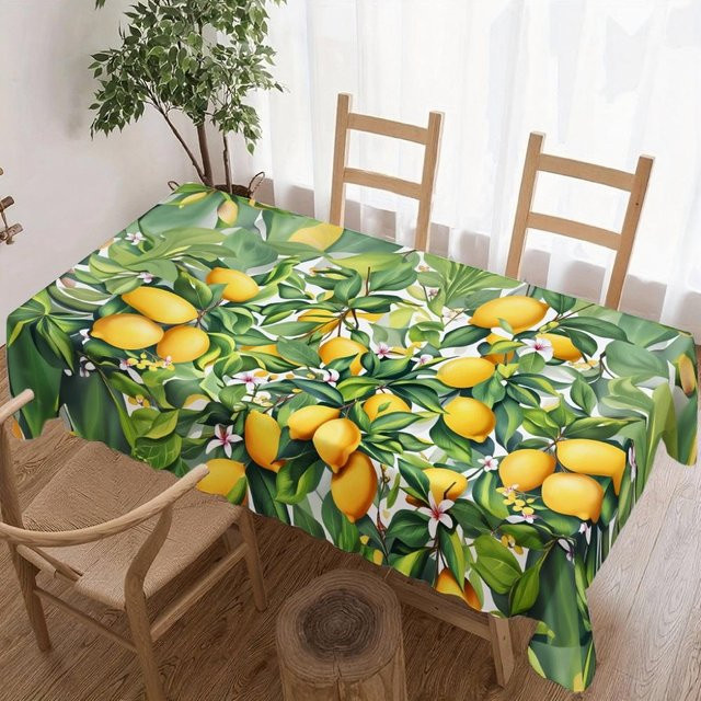 Wasserdichte Rechteckige Tischdecke mit Zitronenbaum-Muster von JINGYUE Pet, Mehrfarbig, B/T: 140 x 140 cm - Bild 1
