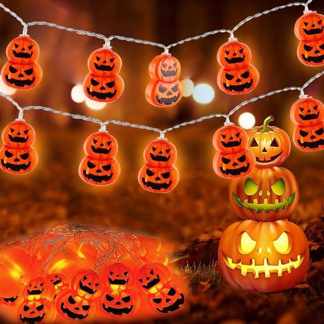 Peach Forest LED Halloween Doppel Kürbis Lichterkette mit 2 Schichten, Batteriebetrieben - Bild 1