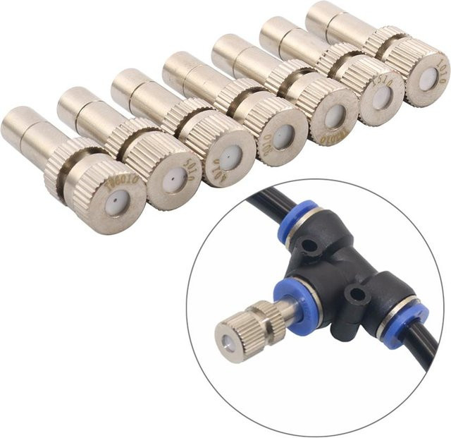 FOGWOWO 5er Set Quick Connect Nebel Sprayer 6mm für Niederdruck Bewässerung und Kühlung, Silber/Verzinkt - Bild 1