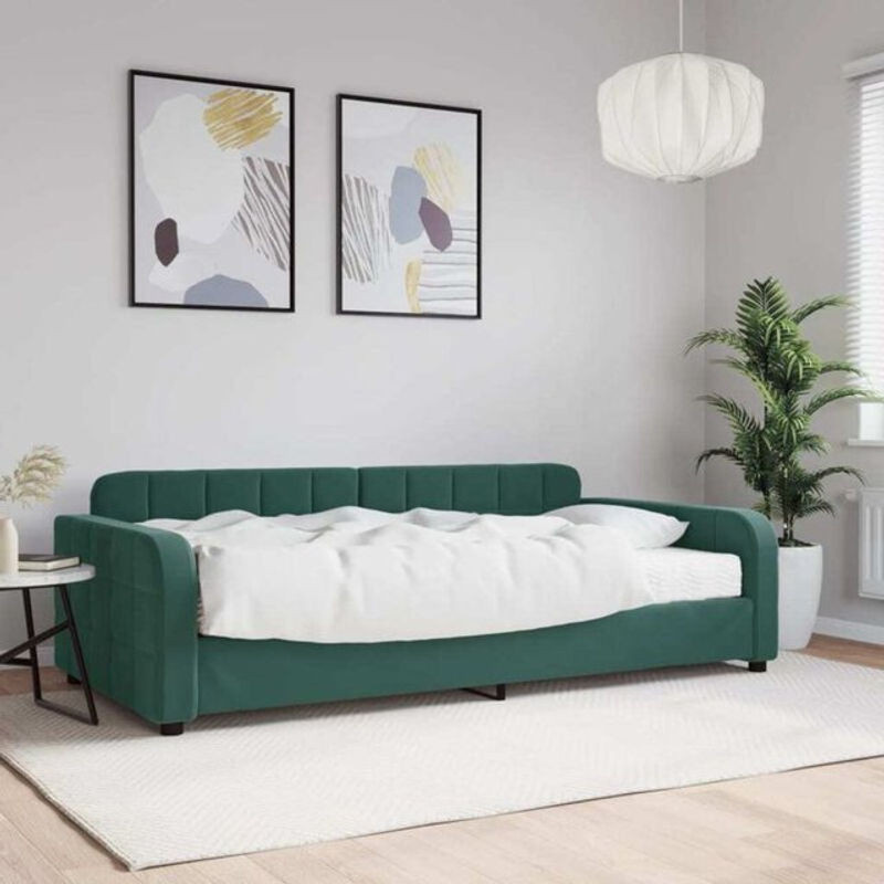 Vidaxl Tagesbett mit Matratze aus Samt und Metall in Grün, Modernes Polsterbett B/T: 200 x 100 cm - Bild 1