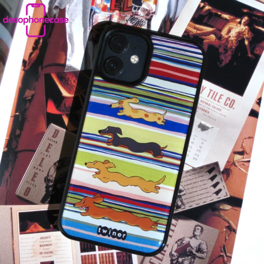 DecoPhone Stoßfeste Schutzhülle für iPhone 17 16 15 14 Pro Max mit farbenfrohem Hundedesign und glänzendem Drop-Glue-Effekt in Schwarz und Multicolour - Bild 3