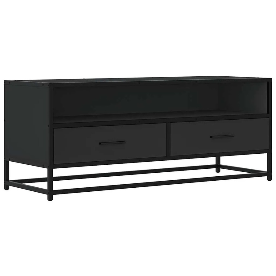 vidaXL TV-Schrank in Schwarz mit industrieller Note aus Holzwerkstoff und Metall, B: 100 cm, T: 34,5 cm, H: 40 cm - Bild 2