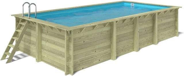 ALTANKA Holzpool Aqua in Grün, rechteckiger Pool aus Kiefernholz mit PVC-Folie, B: 700 cm, T: 375 cm, H: 145 cm - Bild 1