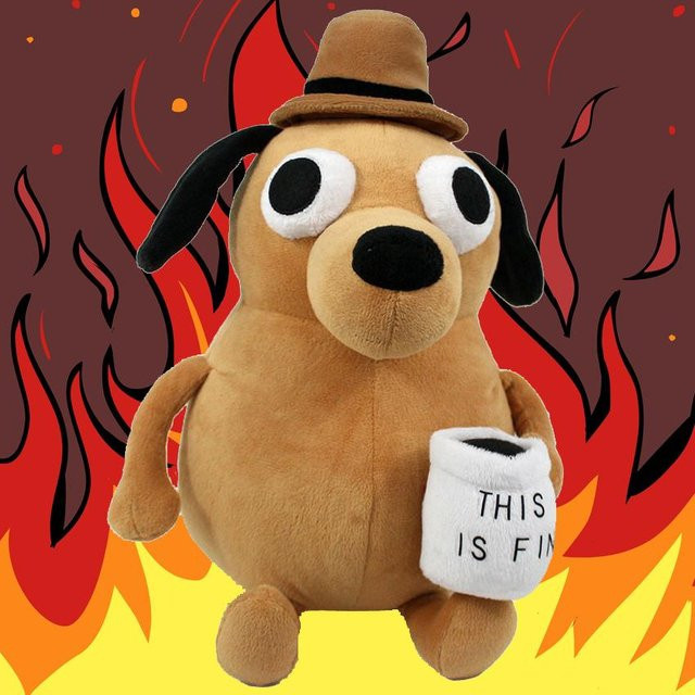 This Is Fine Hund Plüschtier, Welpen Plüschfigur, Stofftier, Puppe - Bild 1