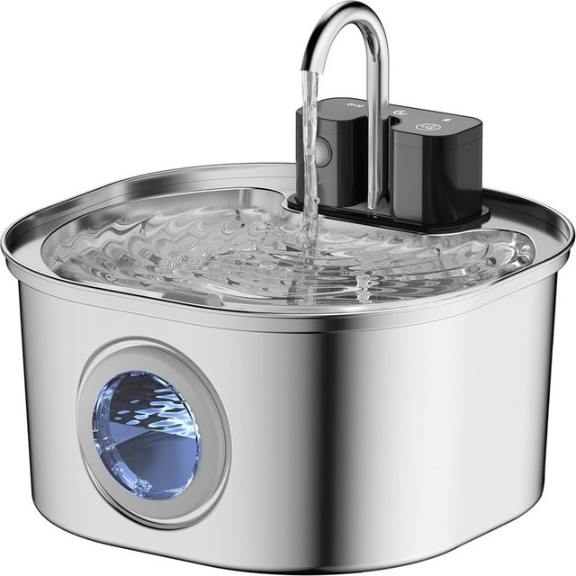 ZYfeeder Automatischer Trinkbrunnen aus Edelstahl für Katzen und Hunde mit Sensor, 3,2 l, Silber - Bild 1