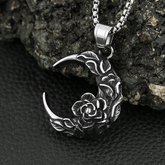 NORTHMAN Anhänger Edelstahl, Mond und Nacht, Vintage, Silber, Unisex - Bild 1