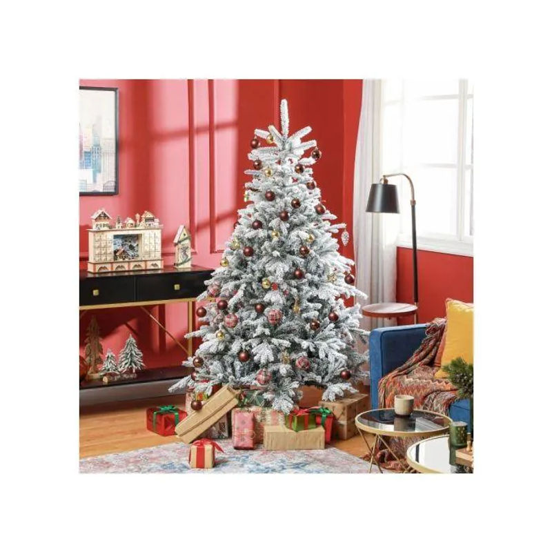 HOMCOM Weihnachtsbaum mit künstlichem Schnee in Grün und Weiß, 180 cm Höhe, mit Metallfuß - Bild 2