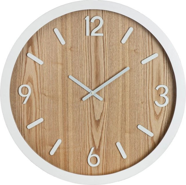 Gilde Wanduhr Arlington Analog Modern Rund Braun Weiß Ø 60 cm - Bild 1