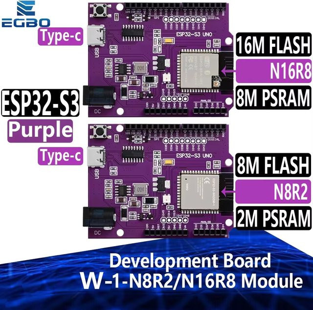 EGBO U-N-O Entwicklungsboard Modul in Purple kompatibel mit WR-1-N8R2, N16R8 und ESP32-S3 - Bild 1