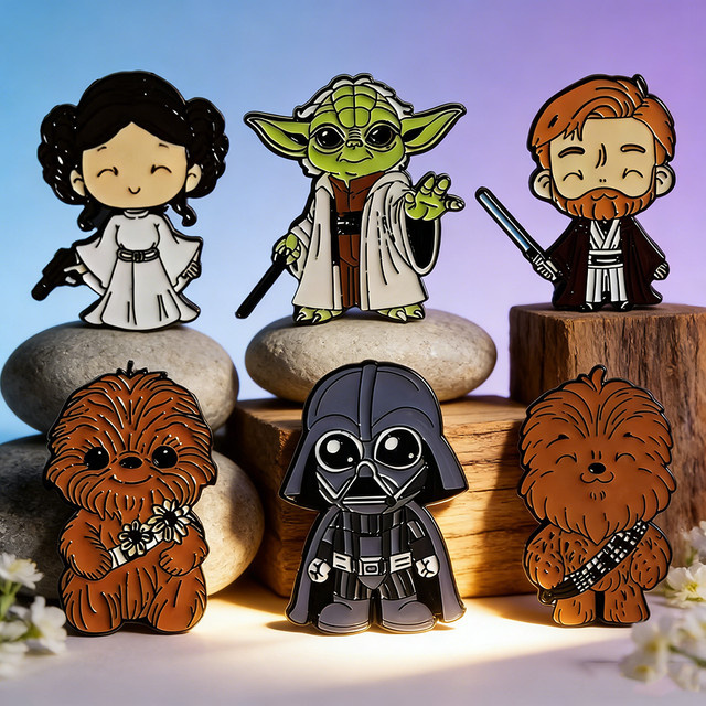 6-teiliges Star Wars Yoda Emaille-Pins-Set aus Metall in Multicolor für Sammler - Bild 1