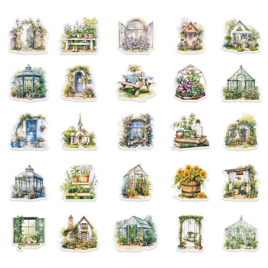 50 Stück Cottage Garden Sticker Pack von YourLife Store, wasserfeste botanische Aufkleber in Multicolour für Tagebücher und Scrapbooking - Bild 2