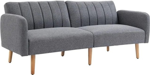 HOMCOM Schlafsofa 2-Sitzer mit Schlaffunktion in Grau, B/T/H: 173 x 75 x 73 cm - Bild 1