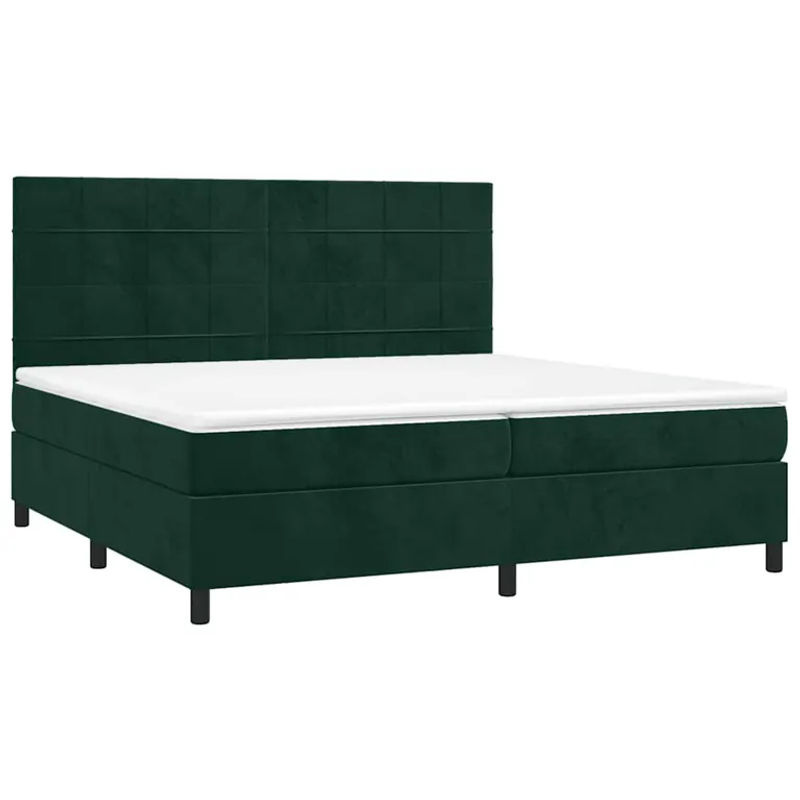 Vidaxl Kontinentalbett mit Matratze und LED in Grün aus Samt, B/T: 200 x 200 cm - Bild 3