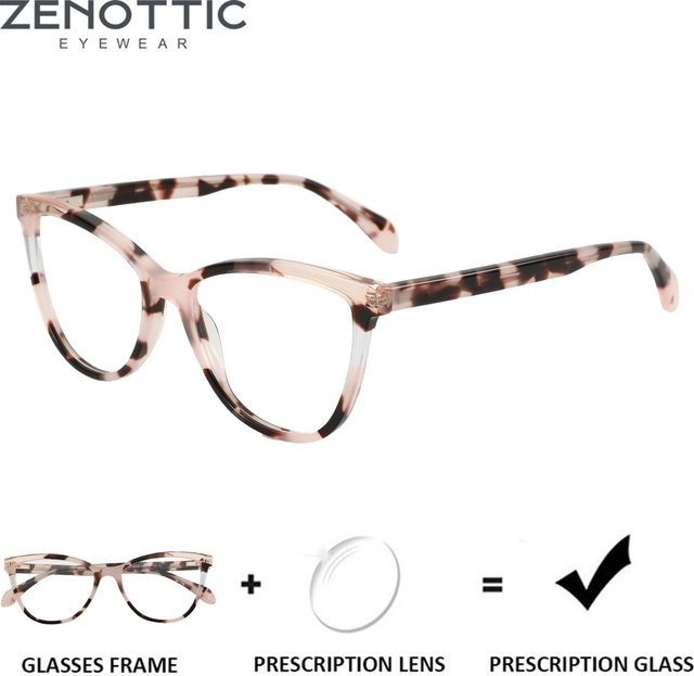 ZENOTTIC Korrektionsbrille Cat-Eye, Acetat, Vollrand, Damen, Multicolour - Bild 1