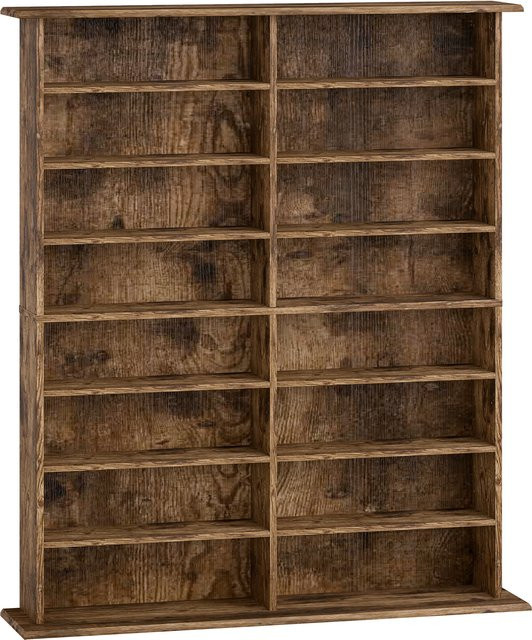 HOMCOM Multimedia-Regal zur CD- und DVD-Aufbewahrung in Braun mit 12 verstellbaren Einlegeböden, B/T/H: 106,5 x 24 x 126,3 cm - Bild 1