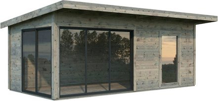 Palmako Gartenhaus Andrea Slide aus Fichtenholz in Grau, Pultdach, Blockbau, B: 595 cm, H: 264 cm, T: 300 cm - Bild 3
