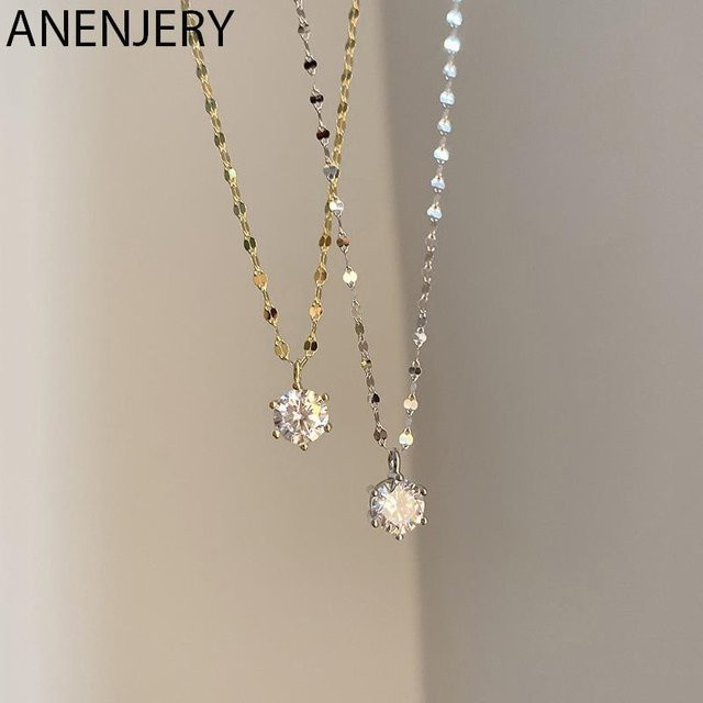 ANENJERY Halskette, Silber Farbe, Zirkon, Damen - Bild 1