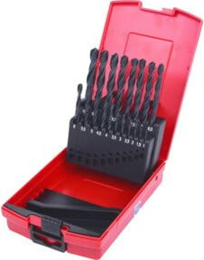 KS Tools HSS-R Spiralbohrer-Satz in Schwarz-Rot, 19-teilig, 1-10 mm in Kunststoffkassette - Bild 1