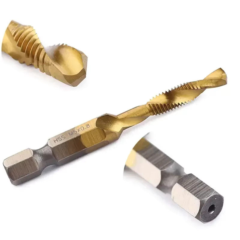 YIAEEY Gewindebohrer-Set aus HSS mit Titanbeschichtung in Gold, Sechskantschaft für M3 M4 M5 M6 M8 M10 - Bild 1