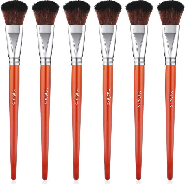 Yutiars 6er Set Mopp Pinsel für Acrylmalerei und Gouache, ovale Mischpinsel mit schwarzem Holzgriff und Nylonborsten, 1 Zoll - Bild 1