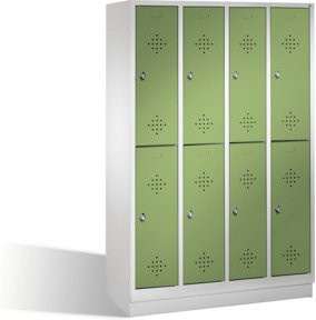 C+P Doppelstockspind Classic auf Sockel mit 8 Fächern und Garderobenstange, Front Resedagrün, Korpus Lichtgrau, H: 180 cm, B: 119 cm, T: 50 cm - Bild 1