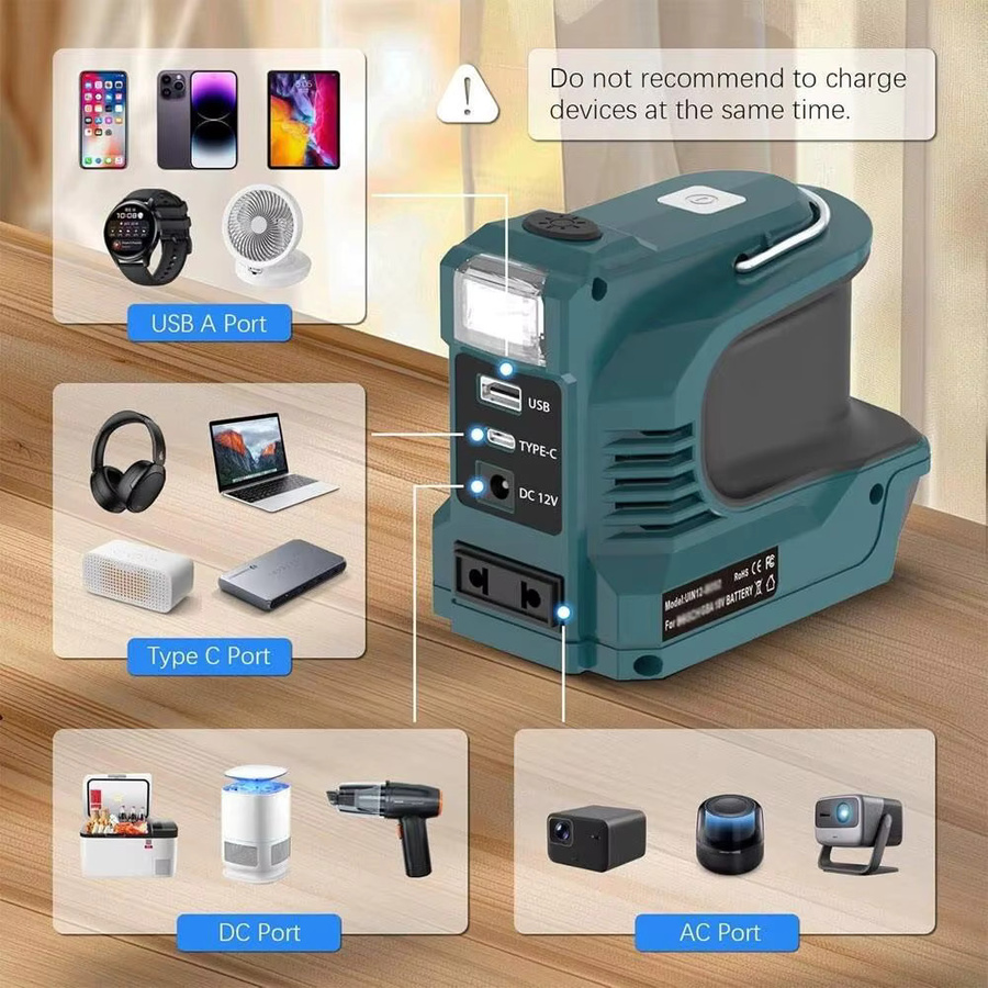 Makita 180W 18V LXT Batteriespannungswandler mit USB-A und USB-C sowie LED Powerbank - Bild 5