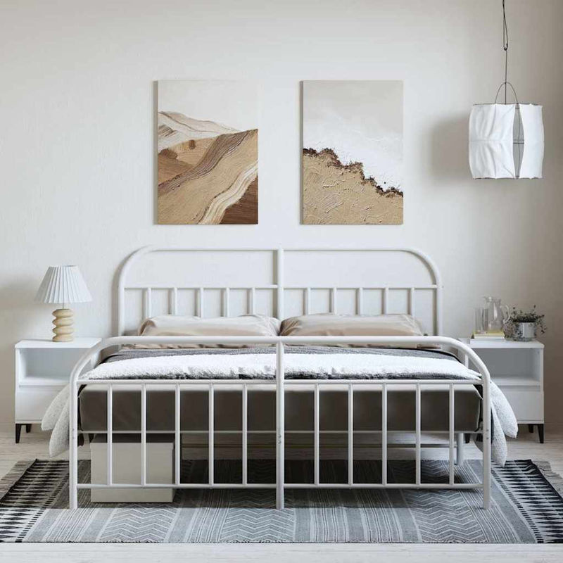 Vidaxl Metall-Bettgestell mit Kopfteil und Fußteil in Weiß, B/T/H: 183 x 213 cm - Bild 3