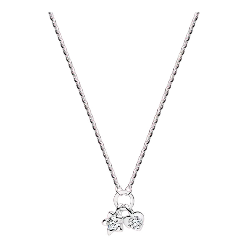 Potdemiel Halskette 925 Silber, Diamant, Blumen Stern - Bild 2