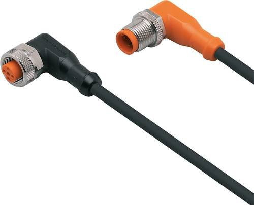 ifm electronic EVC038 Verbindungsleitung in Schwarz mit gewinkeltem Stecker und gewinkeltem Buchsenanschluss, 4-polig, 2 m Länge - Bild 1
