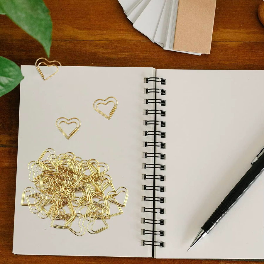 Goldene Herz-Büroklammern aus Metall für Bürobedarf, Scrapbooking und Hochzeitsdeko - Bild 2