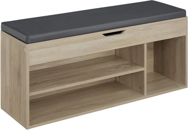 tectake Schuhbank Natalya mit Sitzpolster für 9 Paar Schuhe in Eiche Sonoma, B/T/H: 104 x 30 x 49 cm - Bild 2