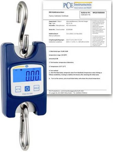PCE Instruments PCE-HS 50N-ICA Digital-Kranwaage in Blau mit ISO-Kalibrierzertifikat, max. 50kg, Ablesbarkeit 0,02kg - Bild 1