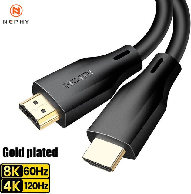 Nephy HDMI 2.1 Kabel 8K 60Hz 3D mit vergoldetem Stecker in Schwarz - Bild 1