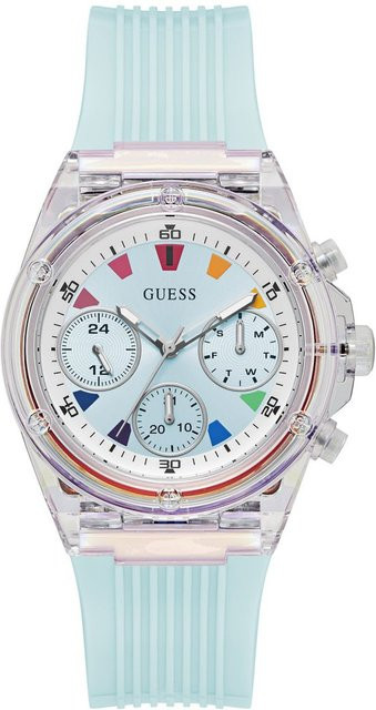Guess Damenuhr Athena, Quarz, Silikon, Blau, 39 mm, 1 ATM - Bild 1