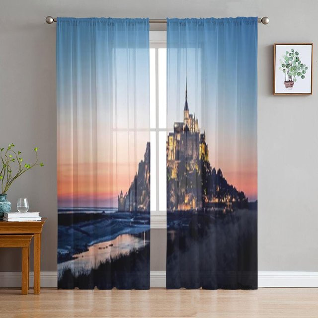 Super Six Transparenter Tüllvorhang aus Chiffon in Grau, Breite: 135 cm, Höhe: 114 cm - Bild 1