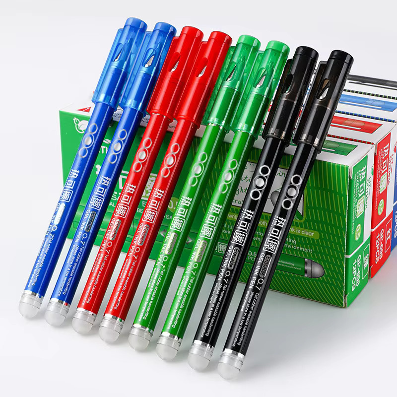 Set mit 5 thermisch löschbaren Stiften mit Rundspitze und 0,7 mm Stiftstärke in Schwarz, Blau, Rot und Grün - Bild 2