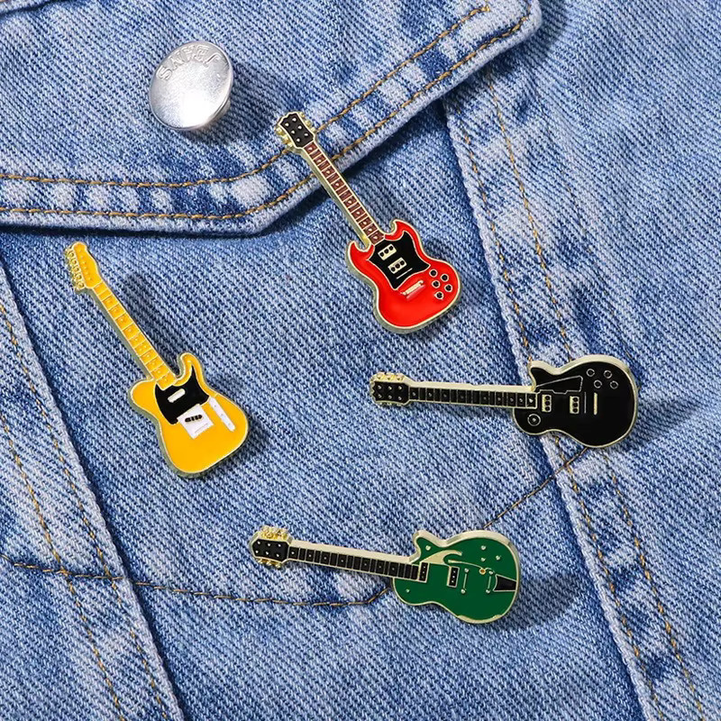 Brosche Gitarre, Metall, Emaille - Bild 2