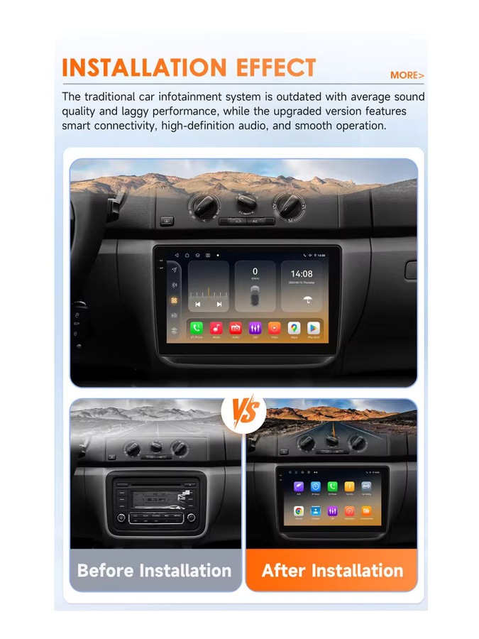 OSSURET 8 Core Android 14 Autoradio für Skoda Fabia 2 (2007-2014) mit Carplay, GPS, 360 Cam und Multimedia-Player in Schwarz - Bild 4