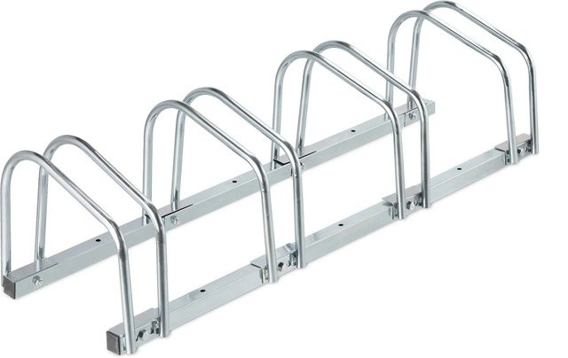 Relaxdays Fahrradständer aus Stahl in Silber, verstellbar für 4 Fahrräder, B/T/H: 100 x 27 x 33 cm - Bild 1