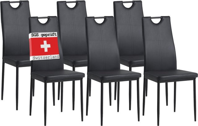 Albatros Esszimmerstühle SALERNO 6er Set, Schwarz, Polsterstühle mit Kunstleder-Bezug und modernem Design - Bild 1